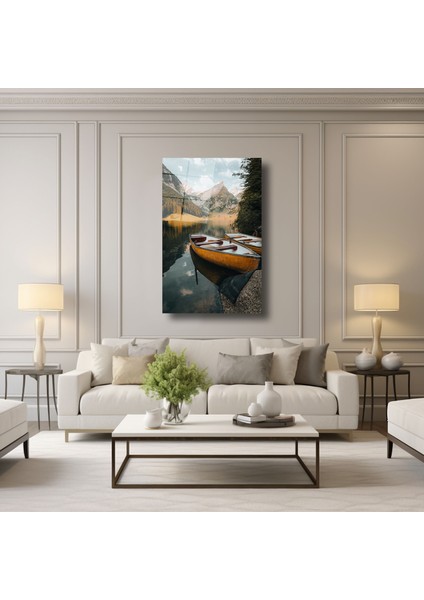 Nehirdeki Kayıklar ve Doğa Manzarası - Cam Tablo - DEG0117 modelleri