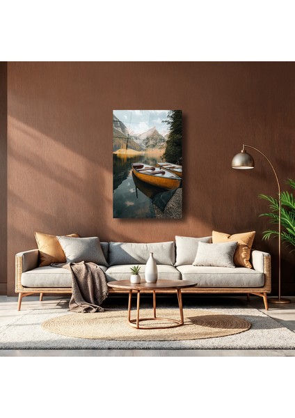 Nehirdeki Kayıklar ve Doğa Manzarası - Cam Tablo - DEG0117 indirimleri