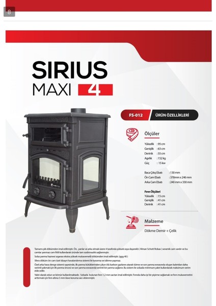 Maxi 4 FS*012 Pik Döküm Soba indirimleri