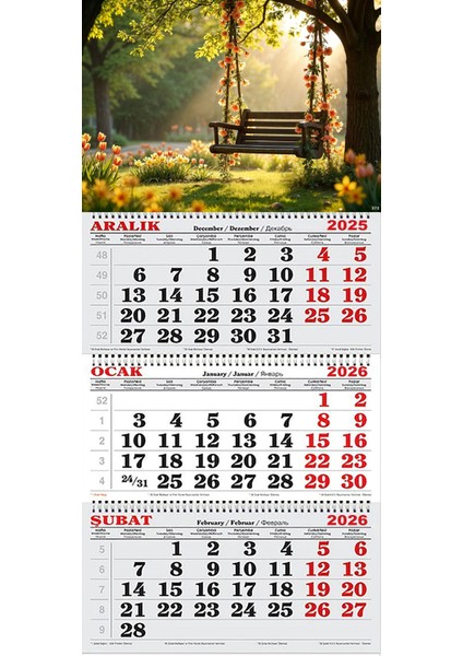 2026 Yılı Gemici Takvimi- Çiçekler Içinde Salıncak