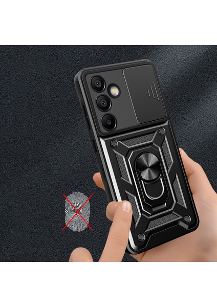 Galaxy S25 Fe Kılıf Magnetik Standlı Kamera Korumalı Nua Sürgülü Vega Kapak - Mavi