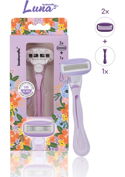 Luna 5 Bıçaklı Kadın Tıraş Makinesi 2 Yedek Tıraş Bıçağı Başlıklı - Bikini Bölgesi