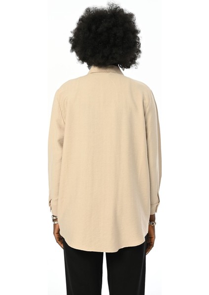 Kadın Önü Taş Işlemeli Oversize Gömlek indirimleri