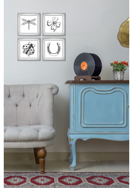 El Yapımı Ahşap Duvar Seti – Şans Sembolleri Serisi (Yusufçuk, Yonca, Uğur Böceği, Nal) fiyatları