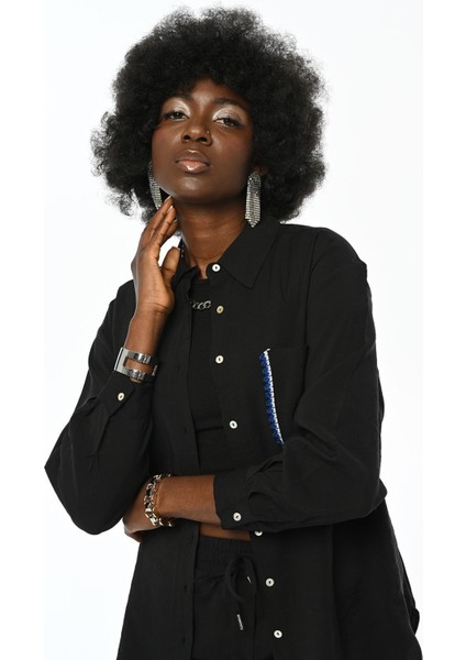 Kadın Tek Cepli Rahat Kalıp Gömlek