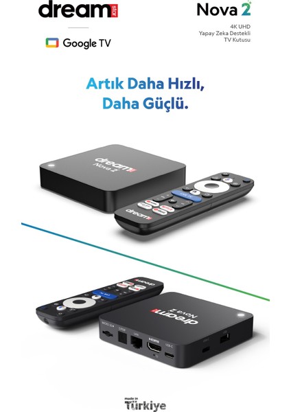 Nova 2 | TV+ (12 Ay Premium Üyelik Hediyeli) 4K Lisansli Android TV Box | 2GB Ram | 32GB Hafıza