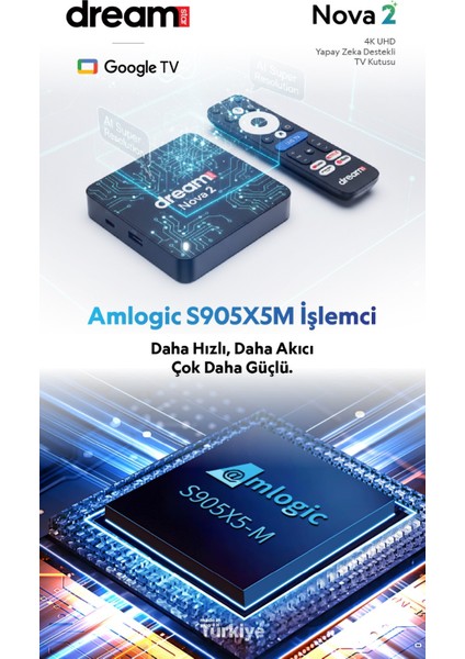 Nova 2 | TV+ (12 Ay Premium Üyelik Hediyeli) 4K Lisansli Android TV Box | 2GB Ram | 32GB Hafıza