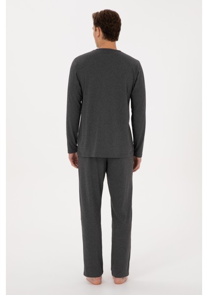 Erkek Antrasit Melanj Pijama Takım 50318602-VR081 indirimleri
