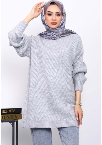 Gri Bisiklet Yaka Triko Kazak