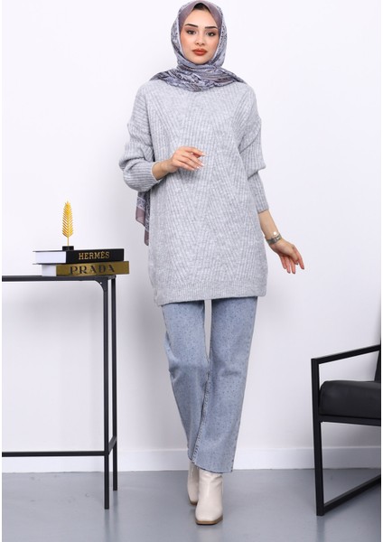 Gri Bisiklet Yaka Triko Kazak fiyatları