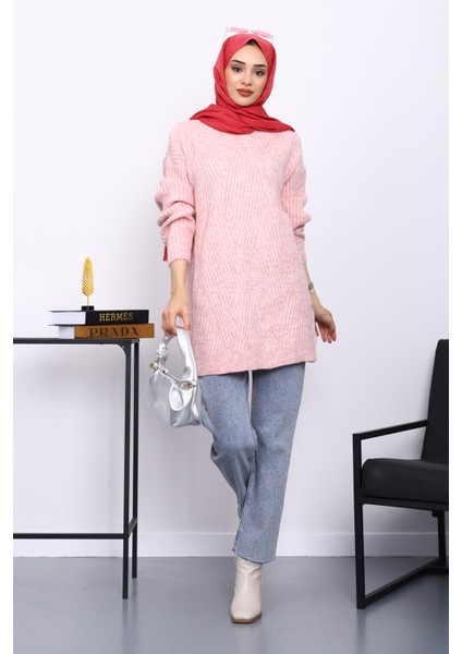 Pudra Bisiklet Yaka Triko Kazak