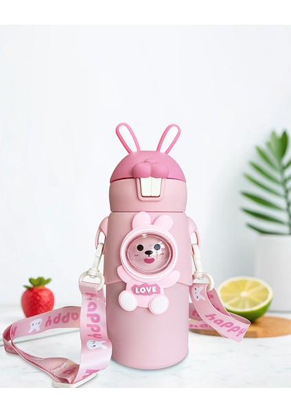 Pembe Tavşan Kulaklı Çoçuk Termosu Paslanmaz Çelik fırsatları