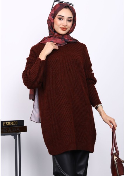 Bordo Bisiklet Yaka Triko Kazak modelleri