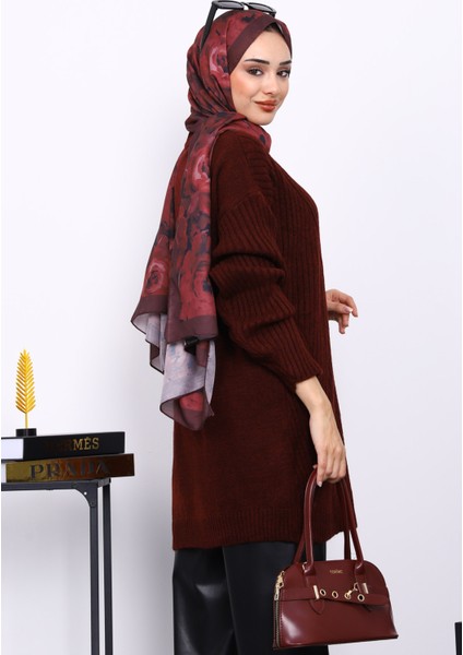 Bordo Bisiklet Yaka Triko Kazak fırsatları