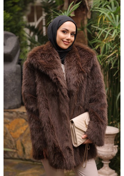 Kahverengi Kemerli Astarlı Kürk Kaban modelleri