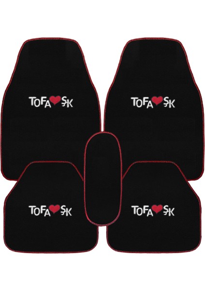 Tofaş Şahin Doğan Kartal Nakışlı Siyah Oto Paspas & Vites Konsol Halısı & Torpido Alt Sehpa Örtüsü