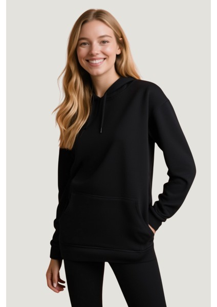 Kapüşonlu Kanguru Cep 3 Iplik Puf Yumuşacık (Içi Polarlı)