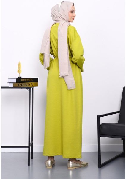 Yağ Yeşili İki İplik Modal Elbise fırsatları