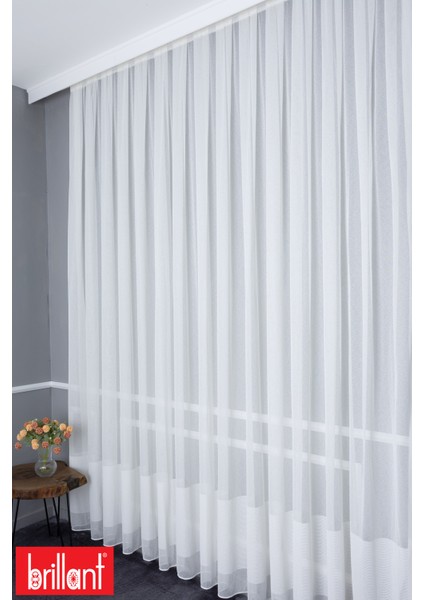 Keten Alın 1/2 Orta Pileli Ütü Istemez Kırışmaz Yeni Sezon Salon Oda Tül Perdesi