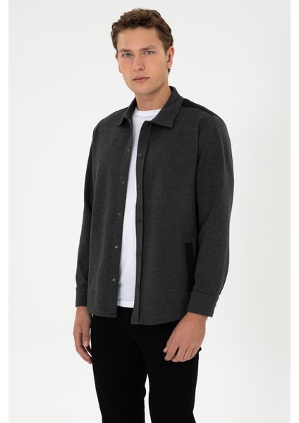 Erkek Antrasit Gömlek Örme 50300041-VR006