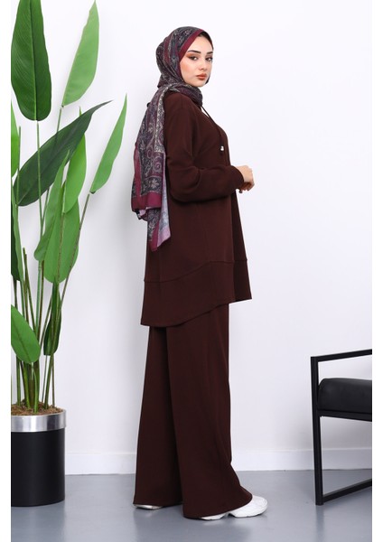 Bordo Kapşonlu Tunik Pantolonlu Takım fırsatları