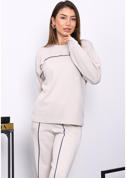 Taş Biye Detaylı Sweat Pantolonlu Takım modelleri