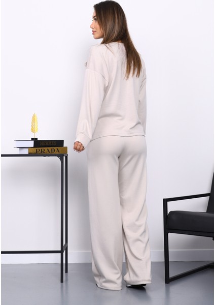 Taş Biye Detaylı Sweat Pantolonlu Takım fırsatları