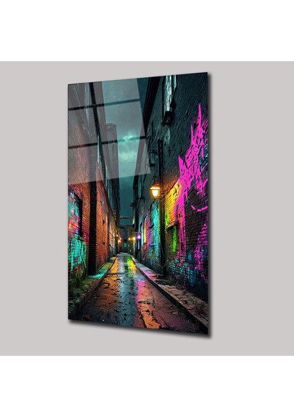 Renkli Sokak - Cam Tablo - DEG0172