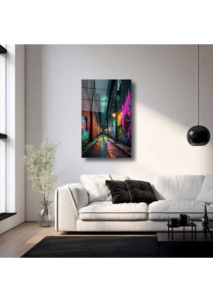 Renkli Sokak - Cam Tablo - DEG0172 fırsatları