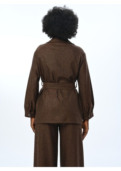 Kadın Çift Cepli Simli Kuşaklı Gömlek indirimleri