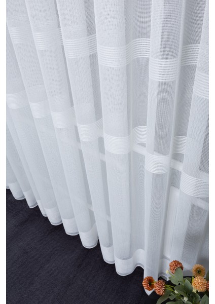 Nevra Sedef Işlemeli 1/2 Orta Pileli Ütü Istemez Kırışmaz Yeni Sezon Salon Oda Tül Perdesi fırsatları