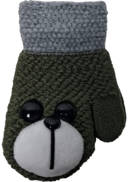 Spteks Kitti 1-3 Yaş Erkek Bebe Yeşil Renk Ayıcık Figürlü Kışlık Örme Eldiven fırsatları