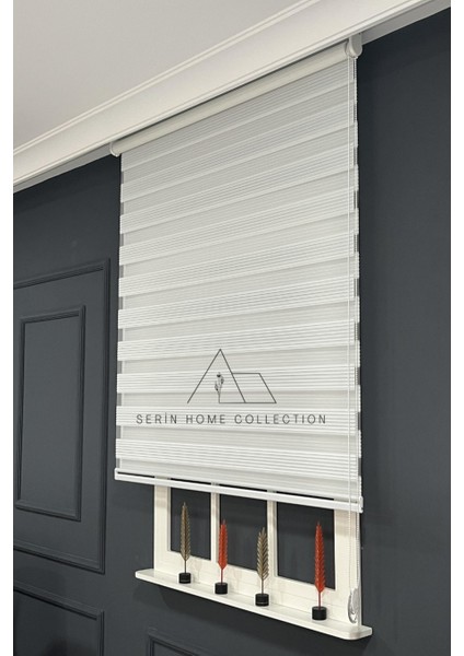 Beyaz Dar Plise Zebra Stor Perde (Dayanıklı Alüminyum Kasa) fırsatları