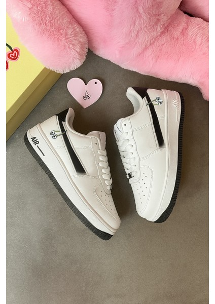 Happy Valentines Day Force 1 Kirazlı Sneaker Yüksek ve Kaydırmaz Yüksek Tabanlı Kadın Spor Ayakkabı