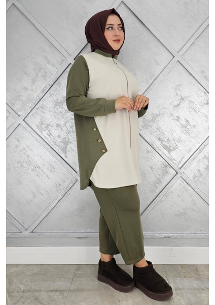 Kadın Fermuarlı Düğme Detaylı Tesettür Takım fiyatları