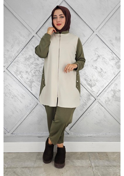 Kadın Fermuarlı Düğme Detaylı Tesettür Takım modelleri