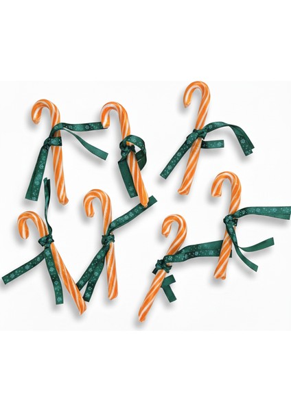 Yılbaşı Baston Şeker 10 Adet Turuncu Beyaz Portakal Aromalı Hediyelik fırsatları