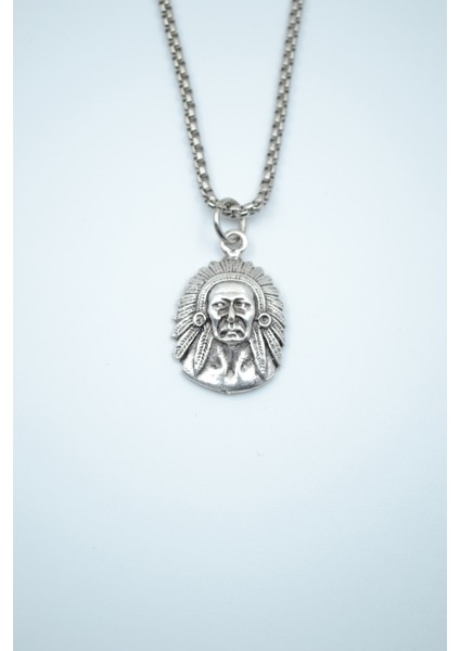 Kızılderili Gümüş Kaplama Örme Zincir Kolye