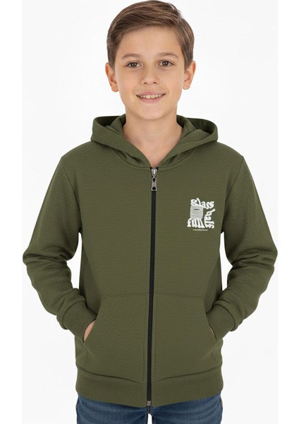 Erkek Çocuk Hırka 2 Iplik Şordonlu Baskılı Kapüşonlu