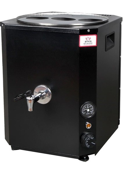 Yeni Nesil Çay Makinası 3 Demlikli 35 Litre Siyah