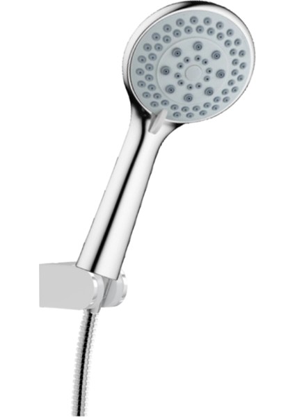 | Dushlux 5 Fonksiyonlu Parlak Krom El Duşu 3’lü Set - Hortum + Mafsal + El Duşu