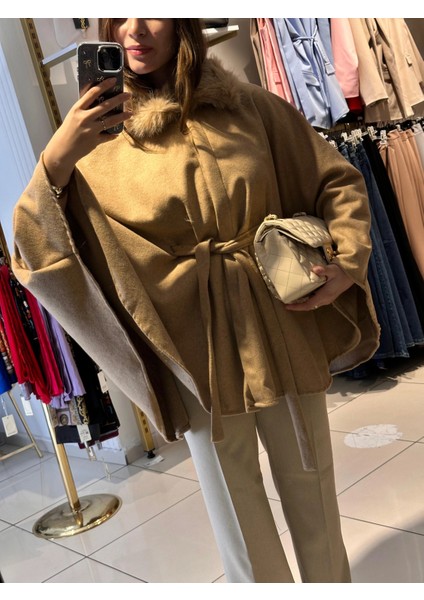 PNÇO0001 Seyyar Bağlamalı Kürk Detaylı Panço modelleri