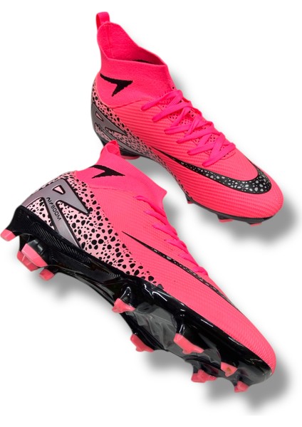 Yeni Model Özel Taban Çoraplı Krampon Pembe Siyah Desenli