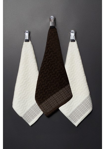 30X30 %100 Pamuklu 3lü Mutfak Havlusu Kahve/ekru