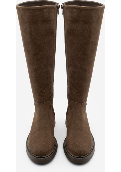 Kadın Günlük Binici Çizme Zunet Kahve Süet