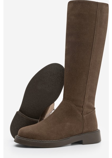 Kadın Günlük Binici Çizme Zunet Kahve Süet