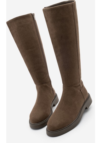 Kadın Günlük Binici Çizme Zunet Kahve Süet
