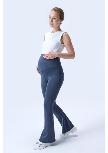 Imaj 716 Gri Renk Toparlayıcı ve Extra Esnek Etkili Yüksek Bel Ispanyol Paça Hamile Tayt