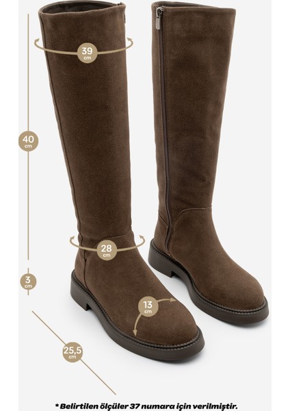 Kadın Günlük Binici Çizme Zunet Kahve Süet