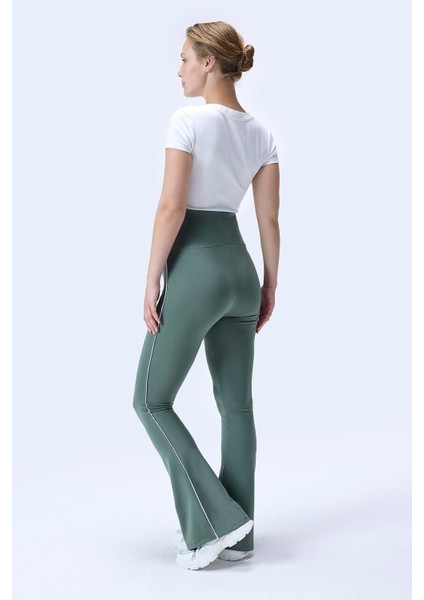 Imaj 437 Yeşil Renk Toparlayıcı ve Extra Esnek Etkili Yüksek Bel Ispanyol Paça Hamile Tayt indirimleri